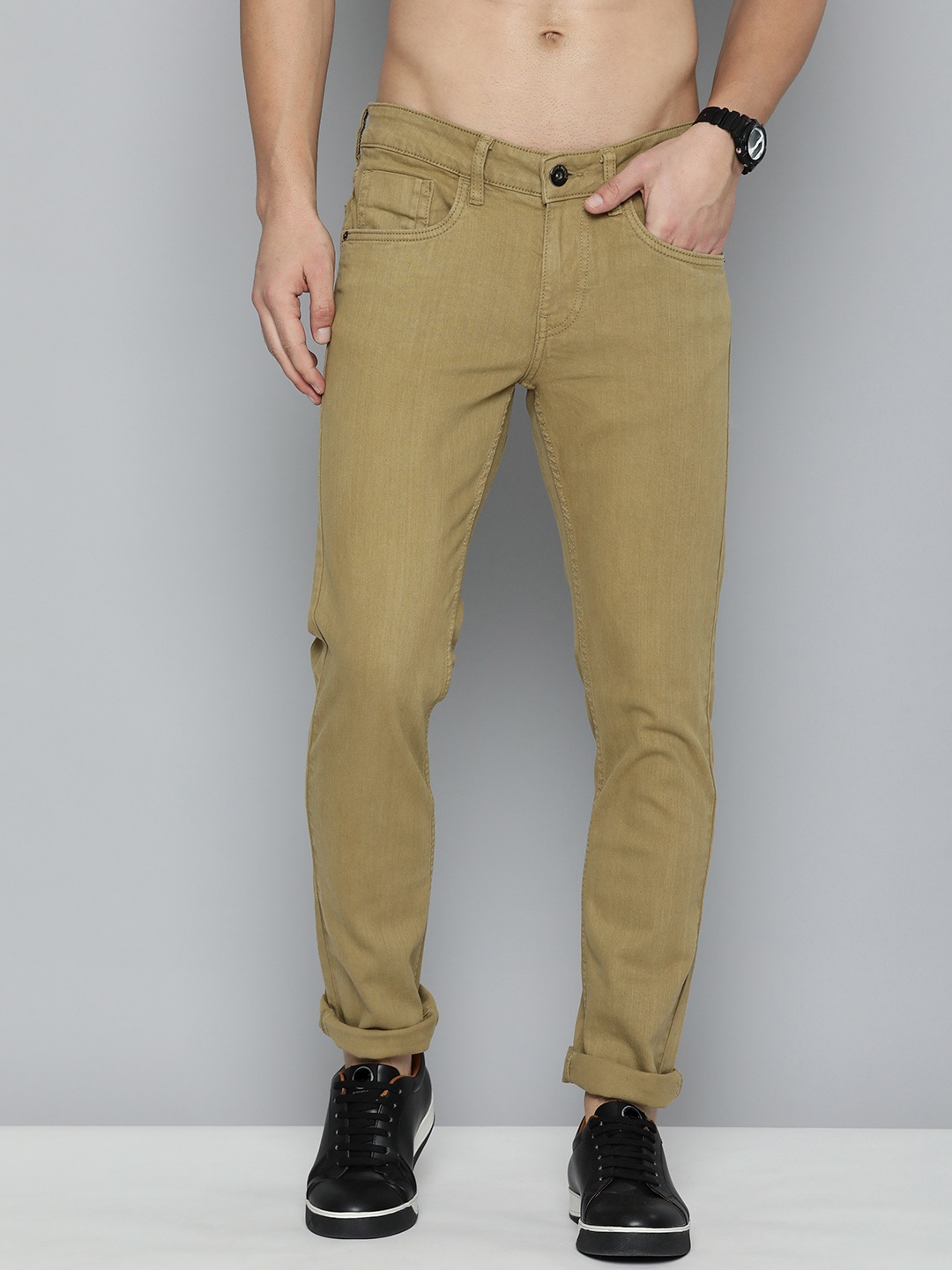 

Flying Machine Men Jackson Skinny Fit Low-Rise Stretchable Jeans, Khaki