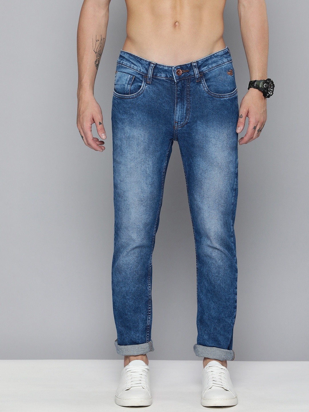 

Flying Machine Men Blue Micheal Slim Fit Mid-Rise Light Fade Stretchable Jeans