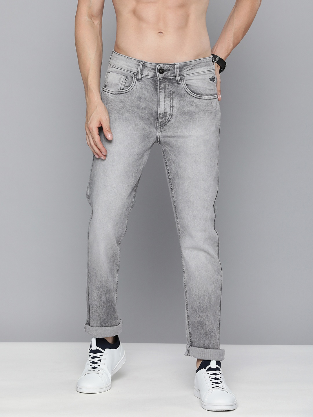 

Flying Machine Men Grey Micheal Slim Fit Mid-Rise Heavy Fade Stretchable Jeans