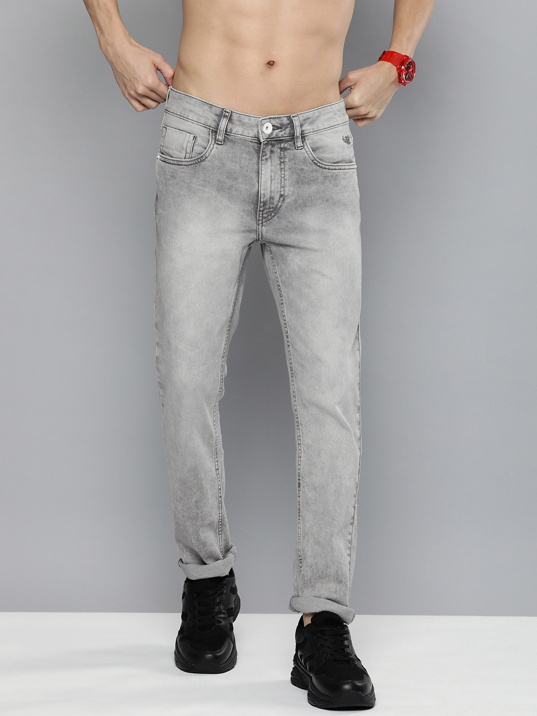 

Flying Machine Men Grey Michael Slim Tapered Fit Heavy Fade Stretchable Jeans