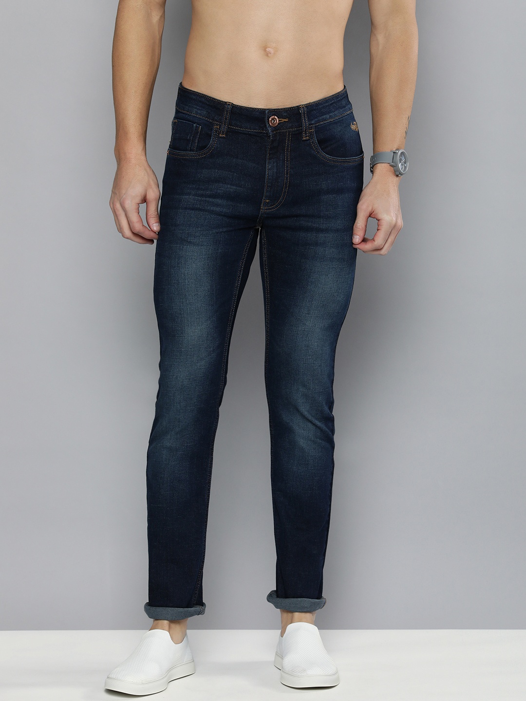 

Flying Machine Men Blue Micheal Slim Fit Heavy Fade Stretchable Jeans