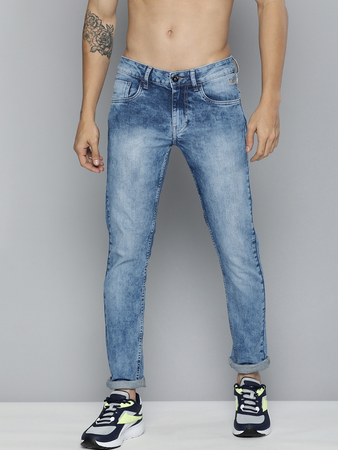 

Flying Machine Men Blue Jackson Skinny Fit Mid-Rise Heavy Fade Stretchable Jeans