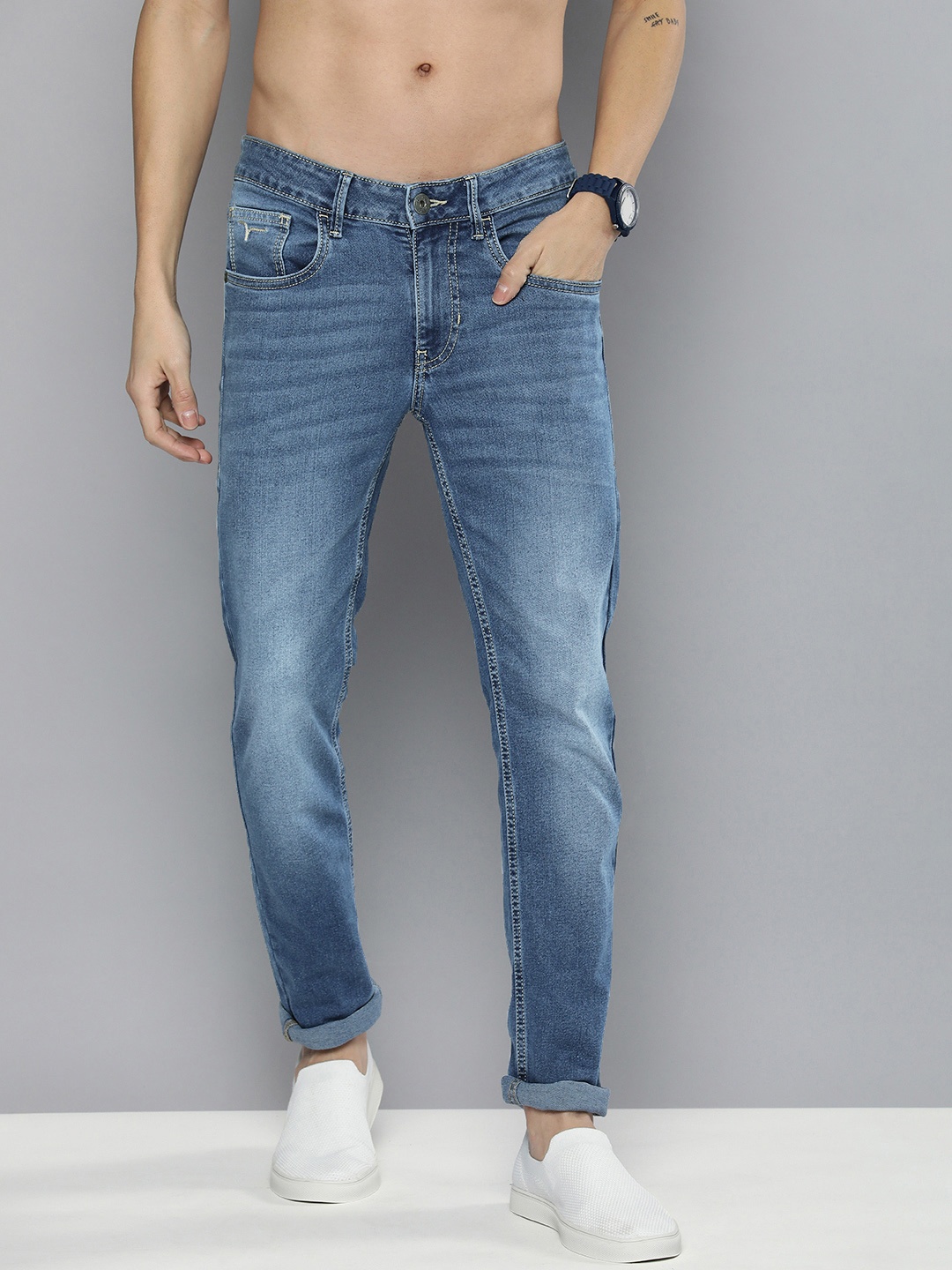 

Flying Machine Men Blue Jackson Skinny Fit Low-Rise Light Fade Stretchable Jeans