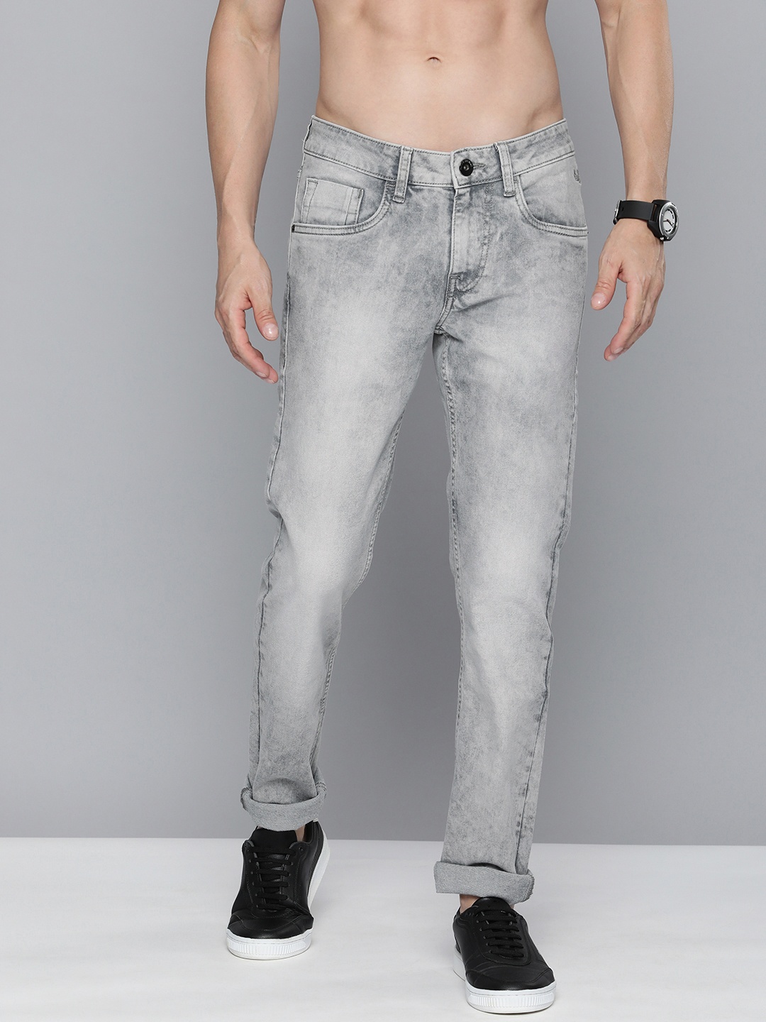 

Flying Machine Men Grey Jackson Skinny Fit Low-Rise Heavy Fade Stretchable Jeans