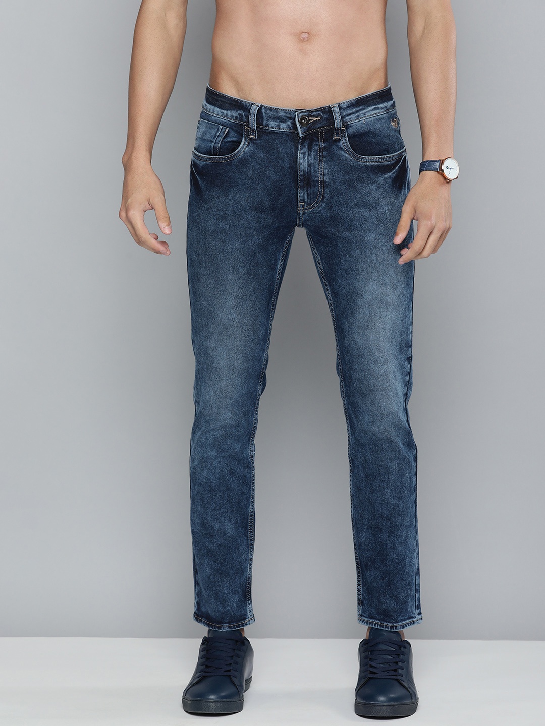 

Flying Machine Men Blue Micheal Slim Fit Heavy Fade Stretchable Jeans