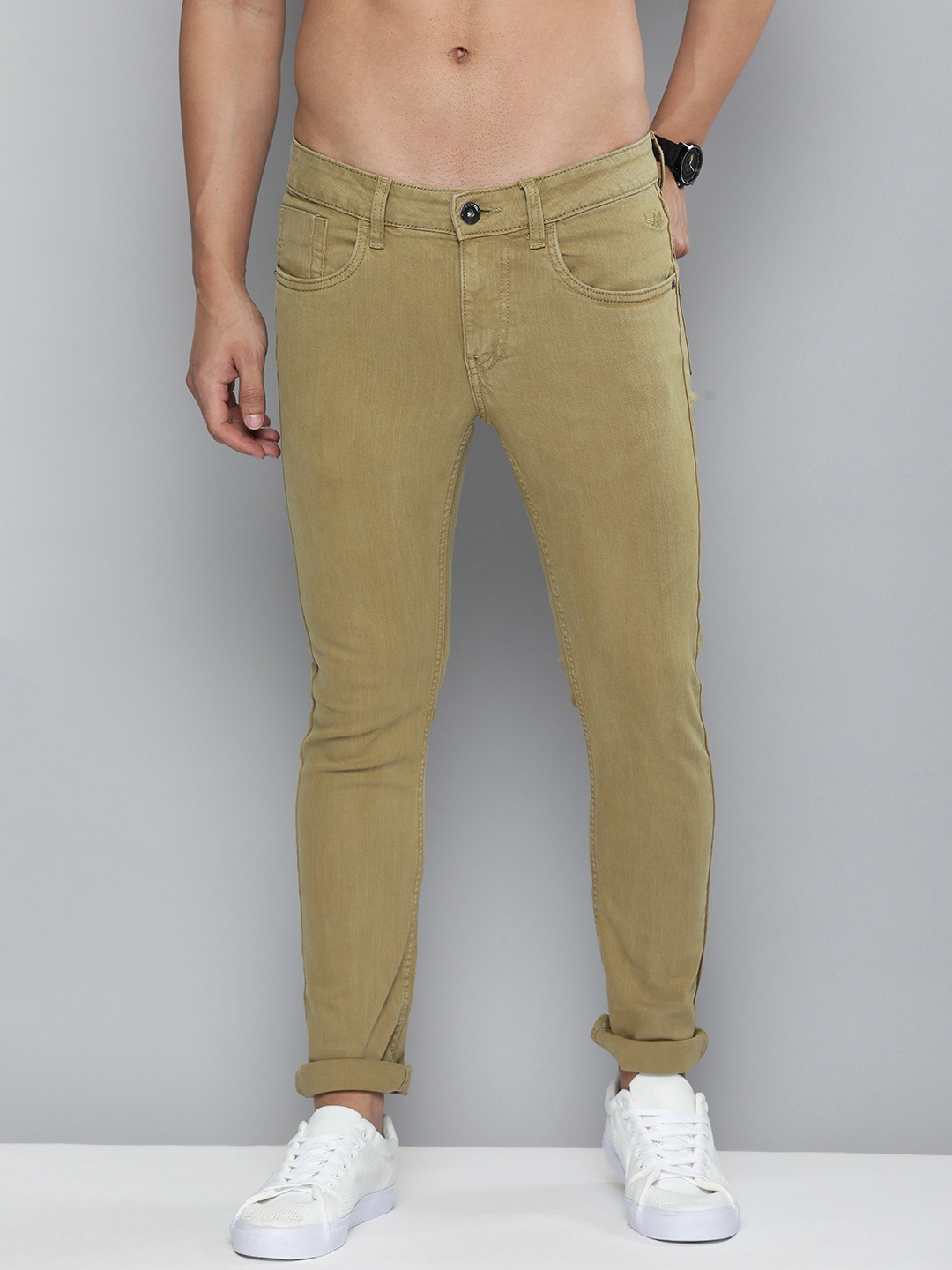 

Flying Machine Men Olive Green Jackson Skinny Fit Mid-Rise Stretchable Jeans