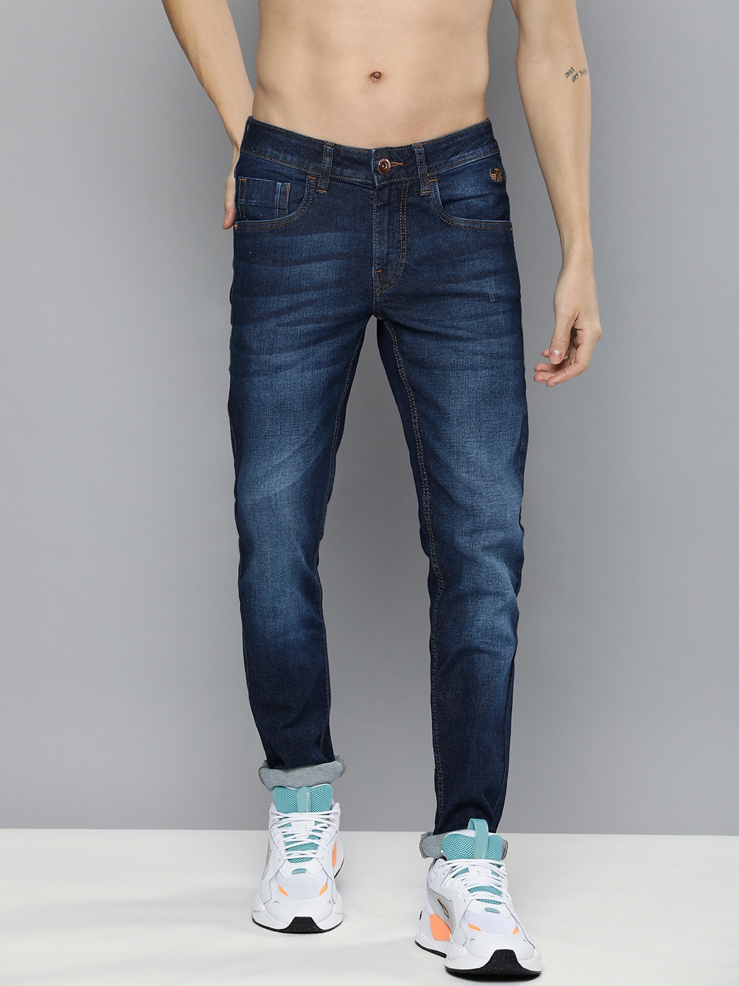 

Flying Machine Men Blue Skinny Jackson Fit Low-Rise Heavy Fade Stretchable Jeans