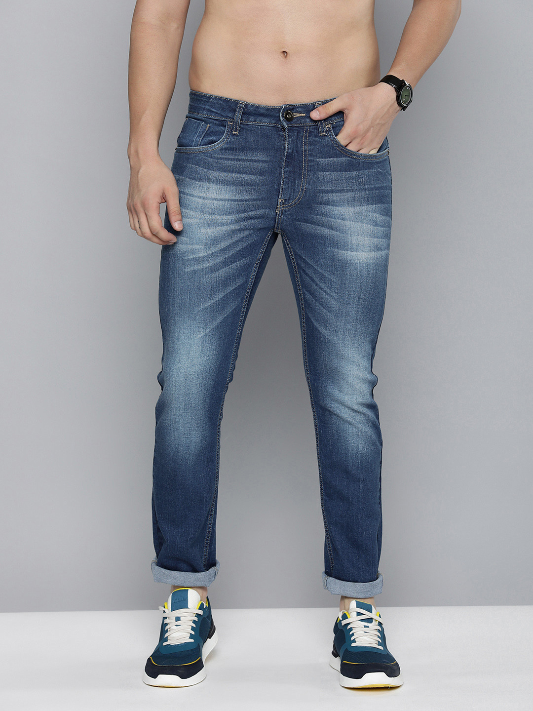 

Flying Machine Men Micheal Slim Fit Heavy Fade Stretchable Jeans, Blue