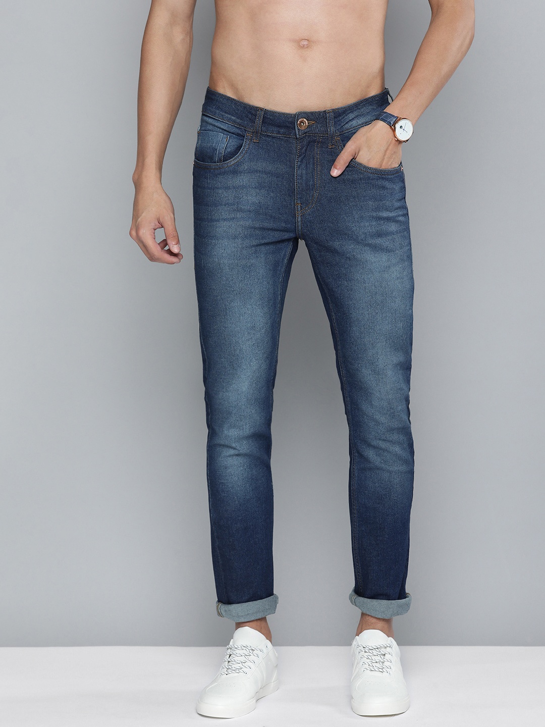 

Flying Machine Men Blue Jackson Skinny Fit Low-Rise Heavy Fade Stretchable Jeans