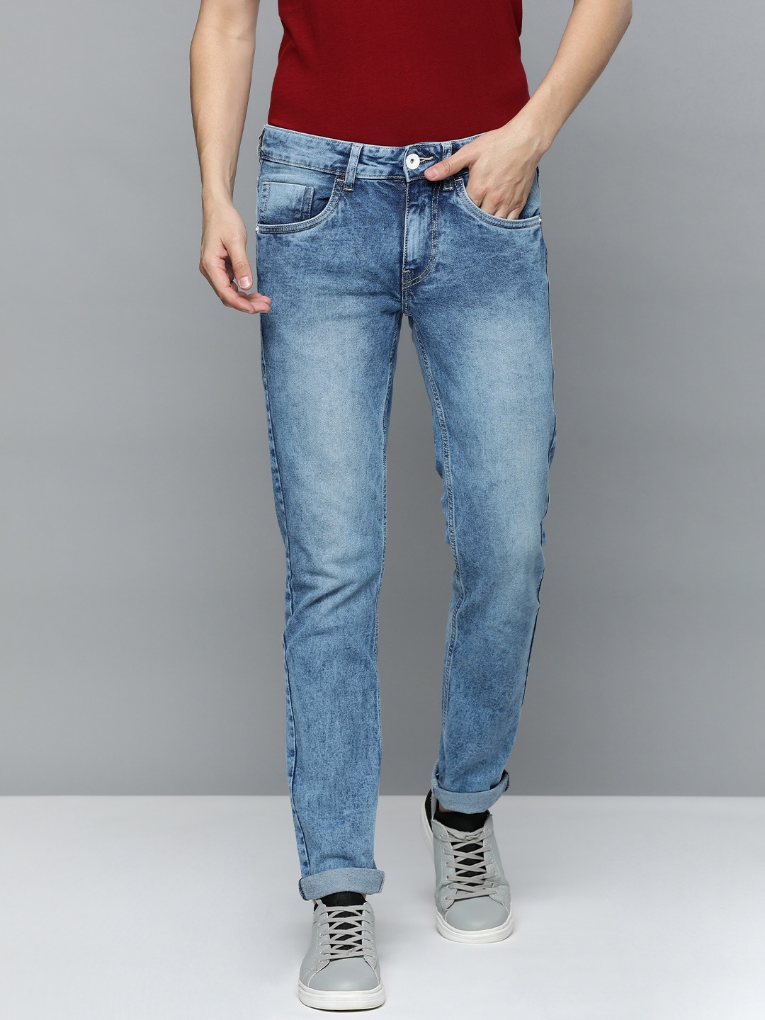 

Flying Machine Men Blue Jackson Skinny Fit Low-Rise Heavy Fade Stretchable Jeans