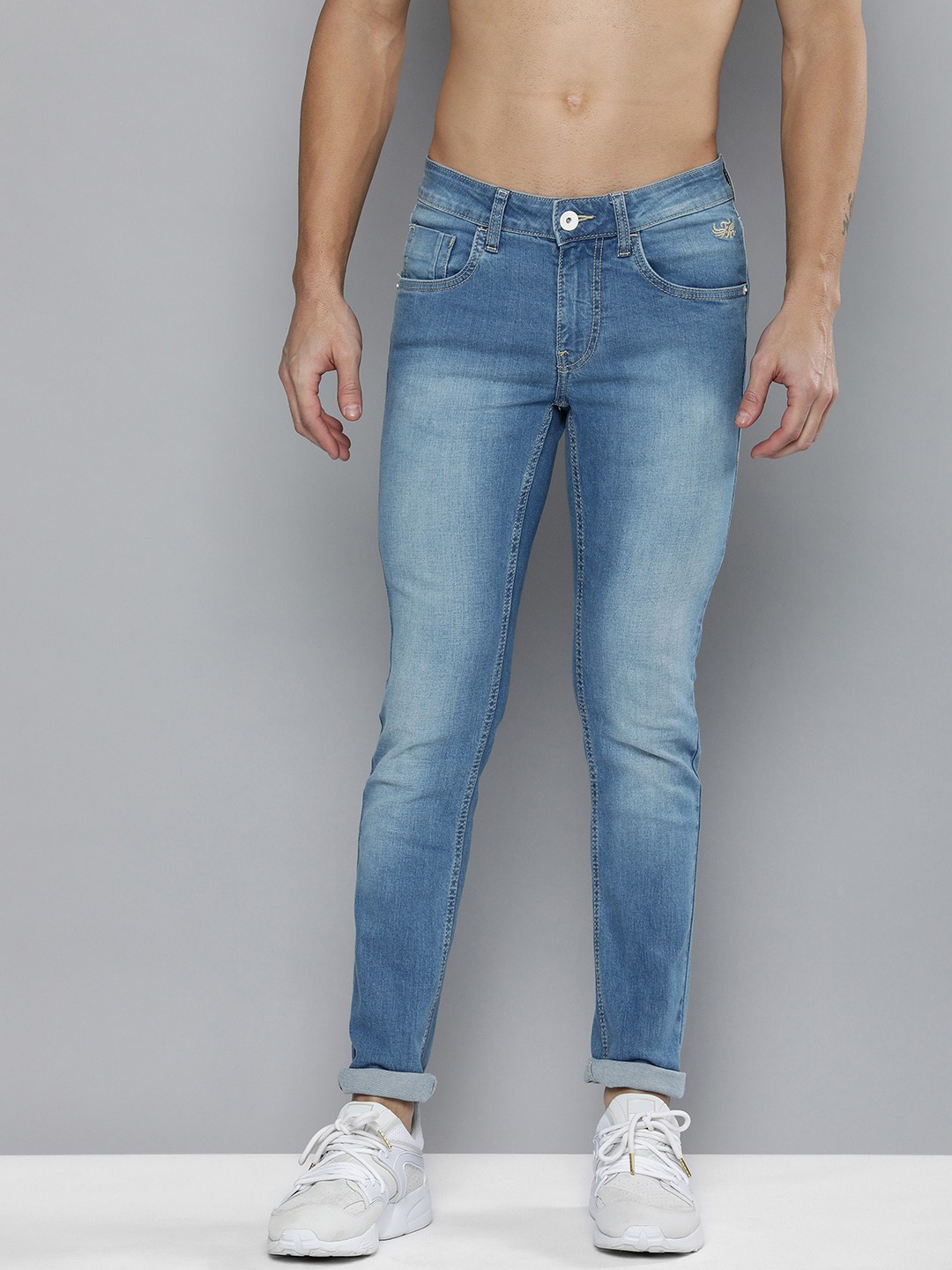 

Flying Machine Men Blue Jackson Skinny Fit Low-Rise Heavy Fade Stretchable Jeans