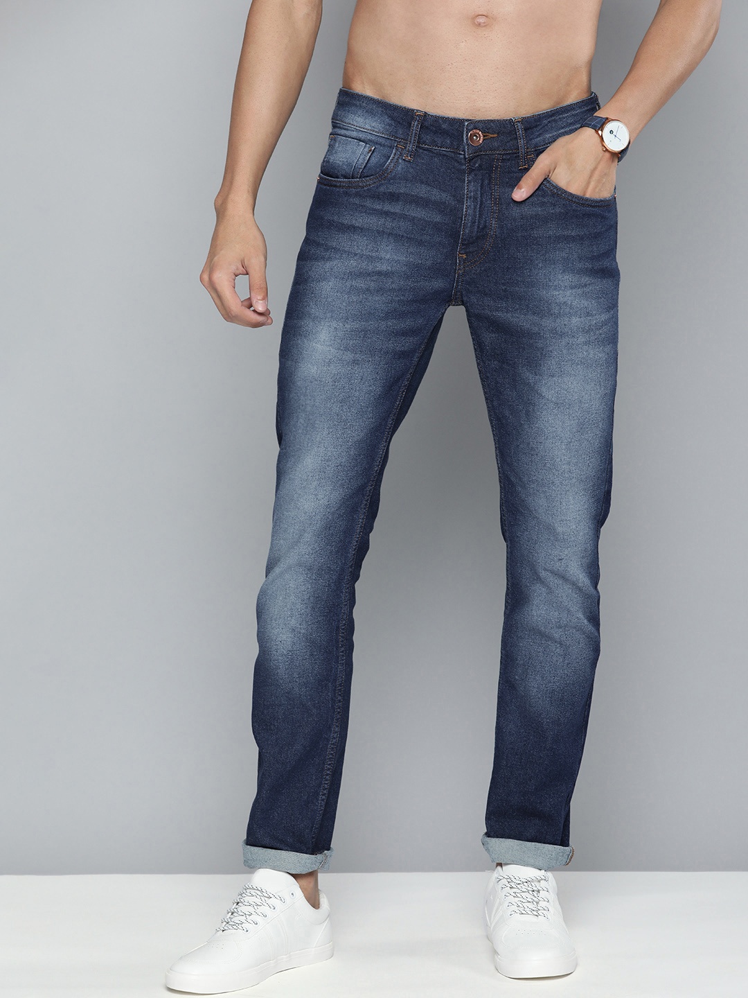 

Flying Machine Men Blue Micheal Slim Fit Heavy Fade Stretchable Jeans