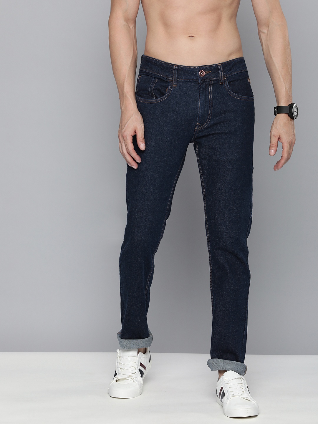 

Flying Machine Men Navy Blue Micheal Slim Tapered Fit Stretchable Jeans