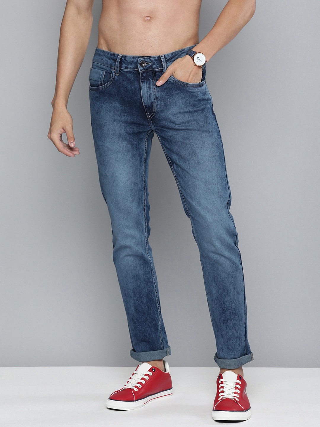 

Flying Machine Men Blue Micheal Slim Fit Mid-Rise Light Fade Stretchable Jeans