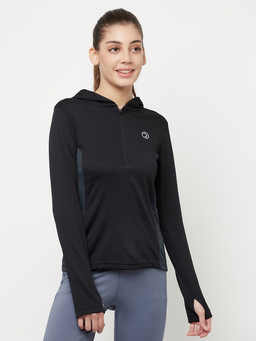 

Truerevo Women Black & raisin black T-shirt