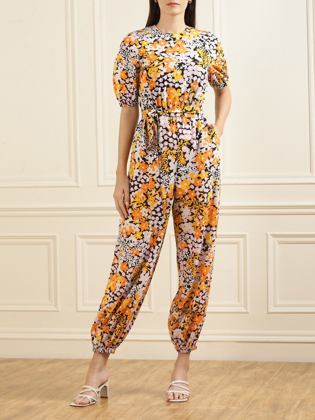 

Ted Baker Black & Yellow Printed Basic Jumpsuit