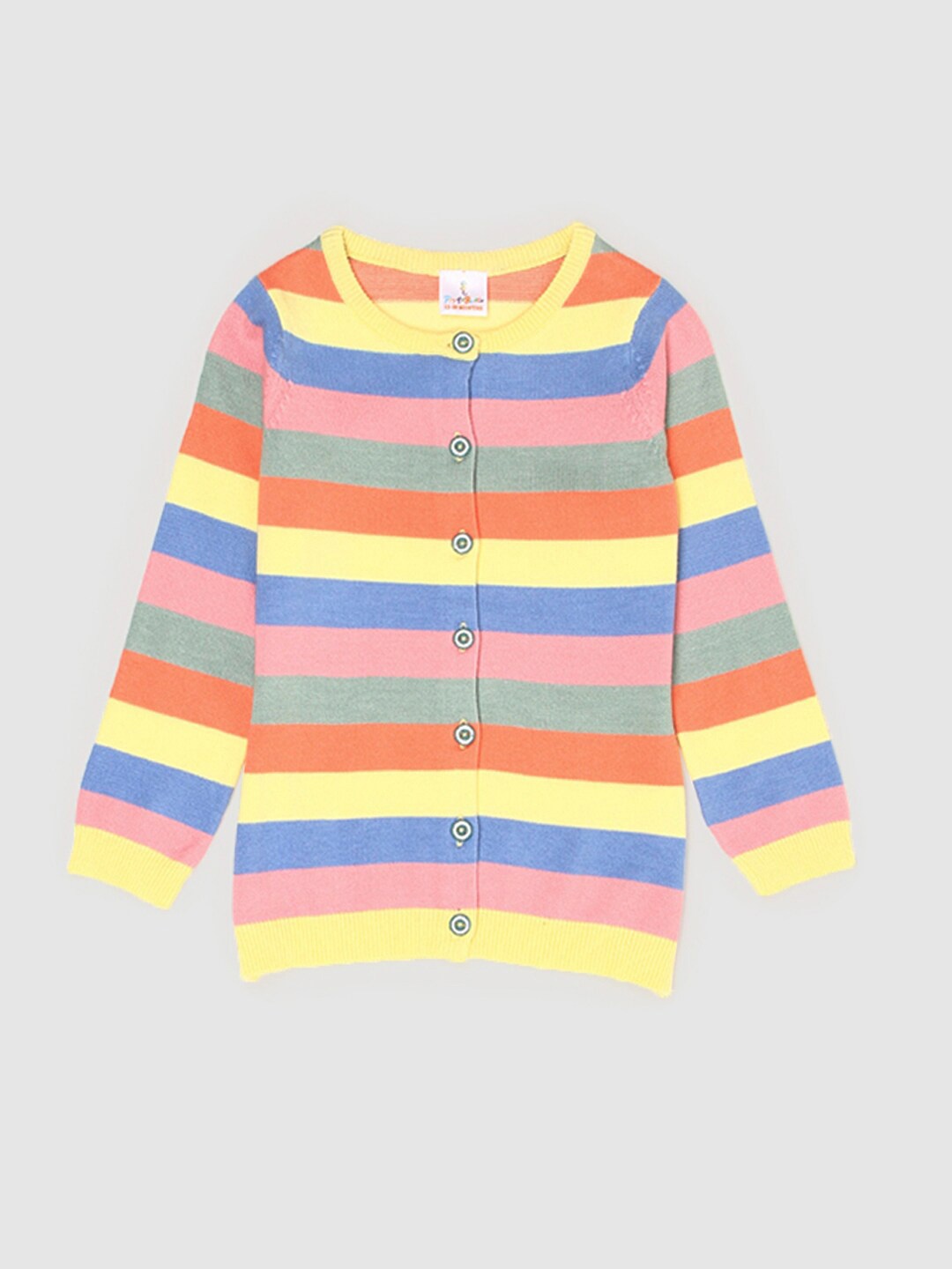 

PORTOBELLO Girls Yellow & Blue Striped Cardigan