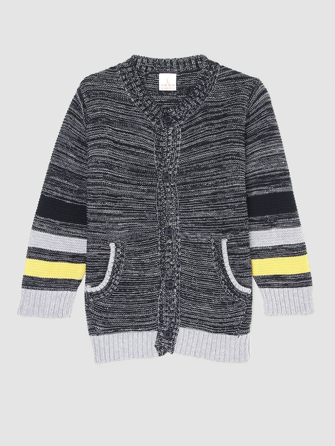 

PORTOBELLO Boys Black & White Striped Cardigan