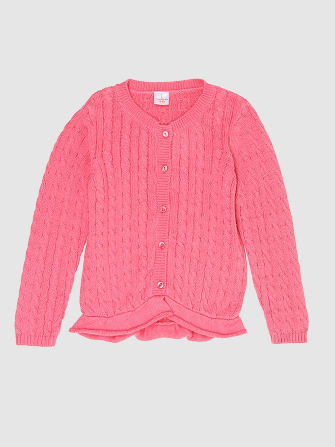 

PORTOBELLO Girls Pink Cable Knit Cardigan