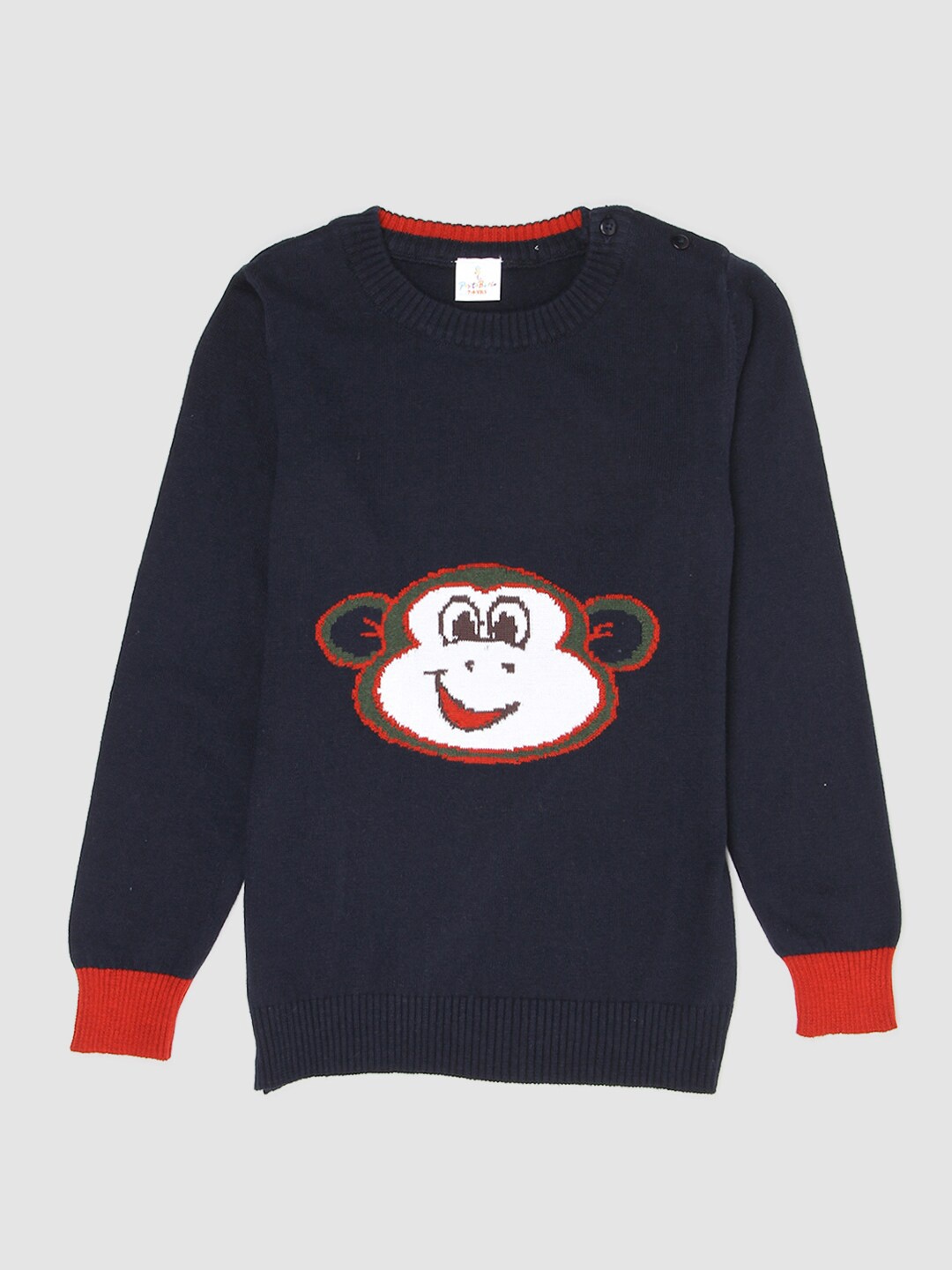 

PORTOBELLO Boys Navy Blue & White Animal Printed Pullover