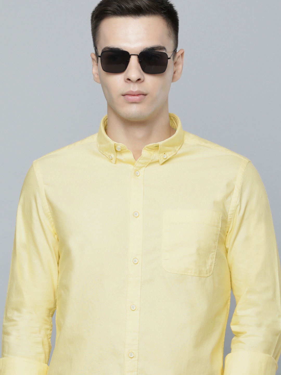 

Flying Machine Men Pure Cotton Casual Shirt, Yellow