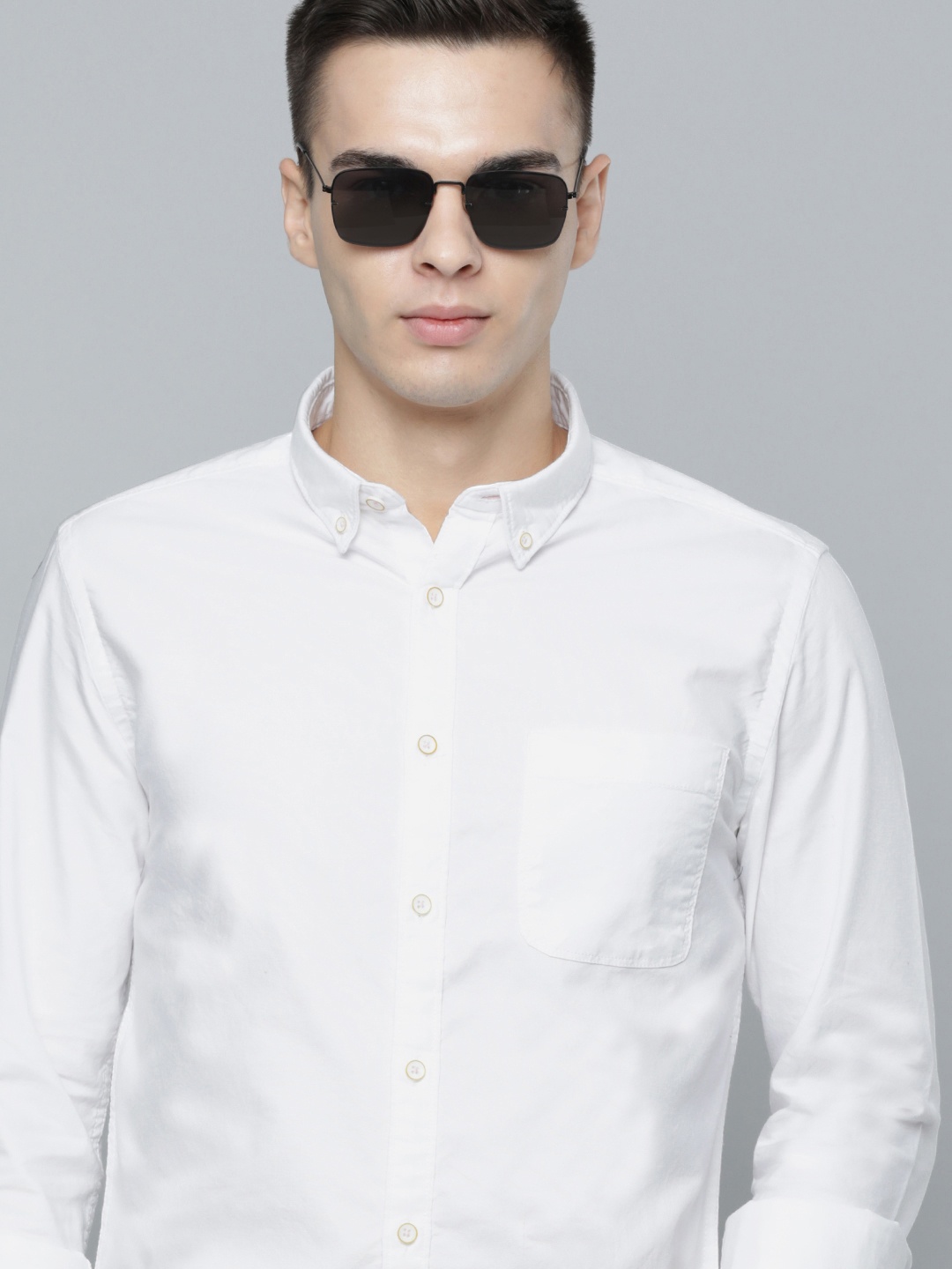 

Flying Machine Men Pure Cotton Casual Shirt, White