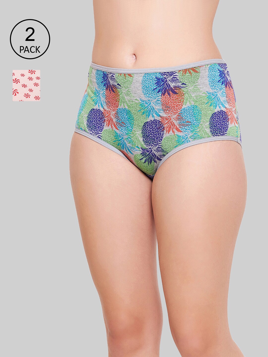 

Clovia Women Pack of 2 Printed Cotton Hipster Briefs, Blue