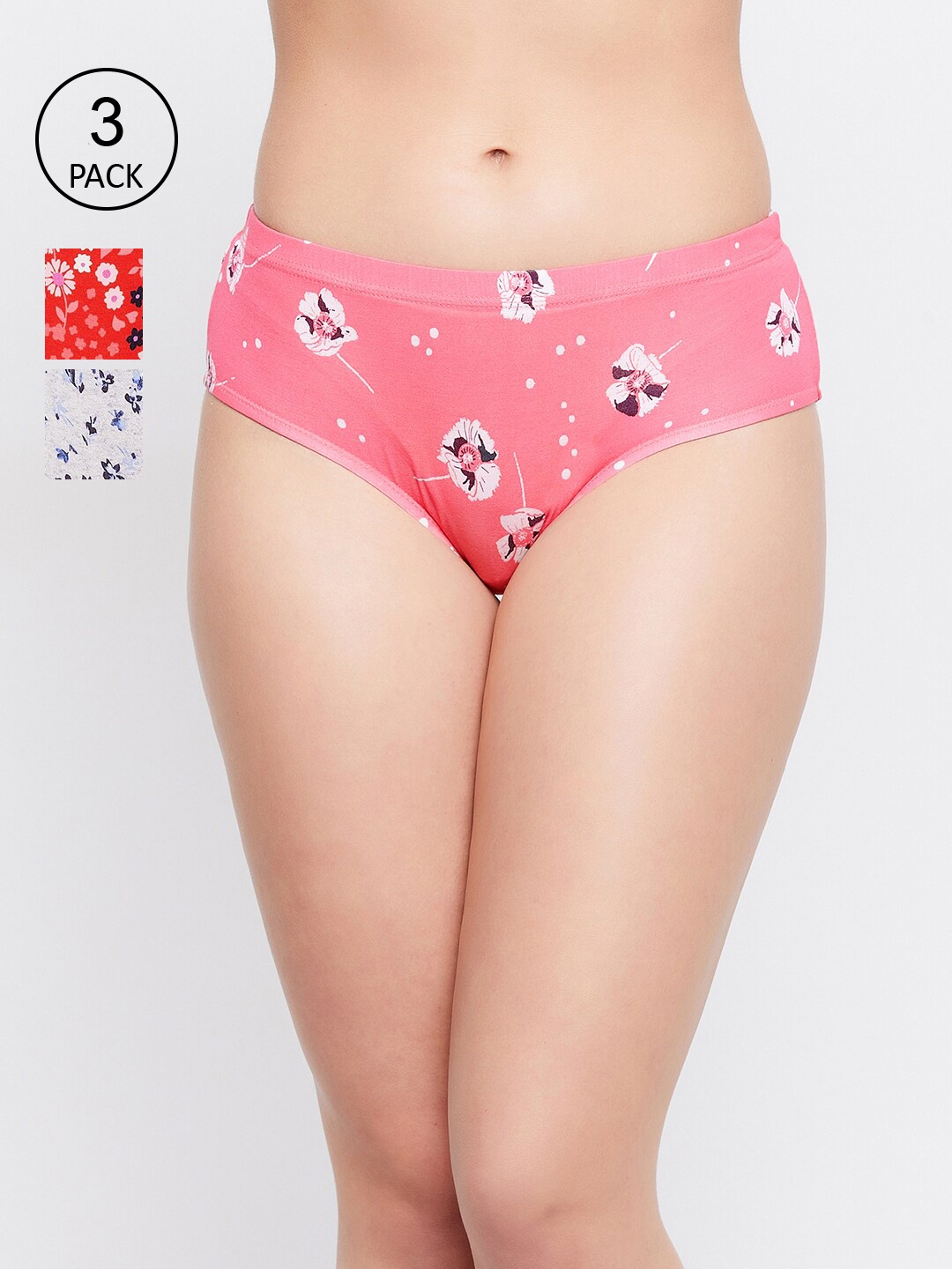 

Clovia Women Pack Of 3 Assorted Cotton Hipster Briefs