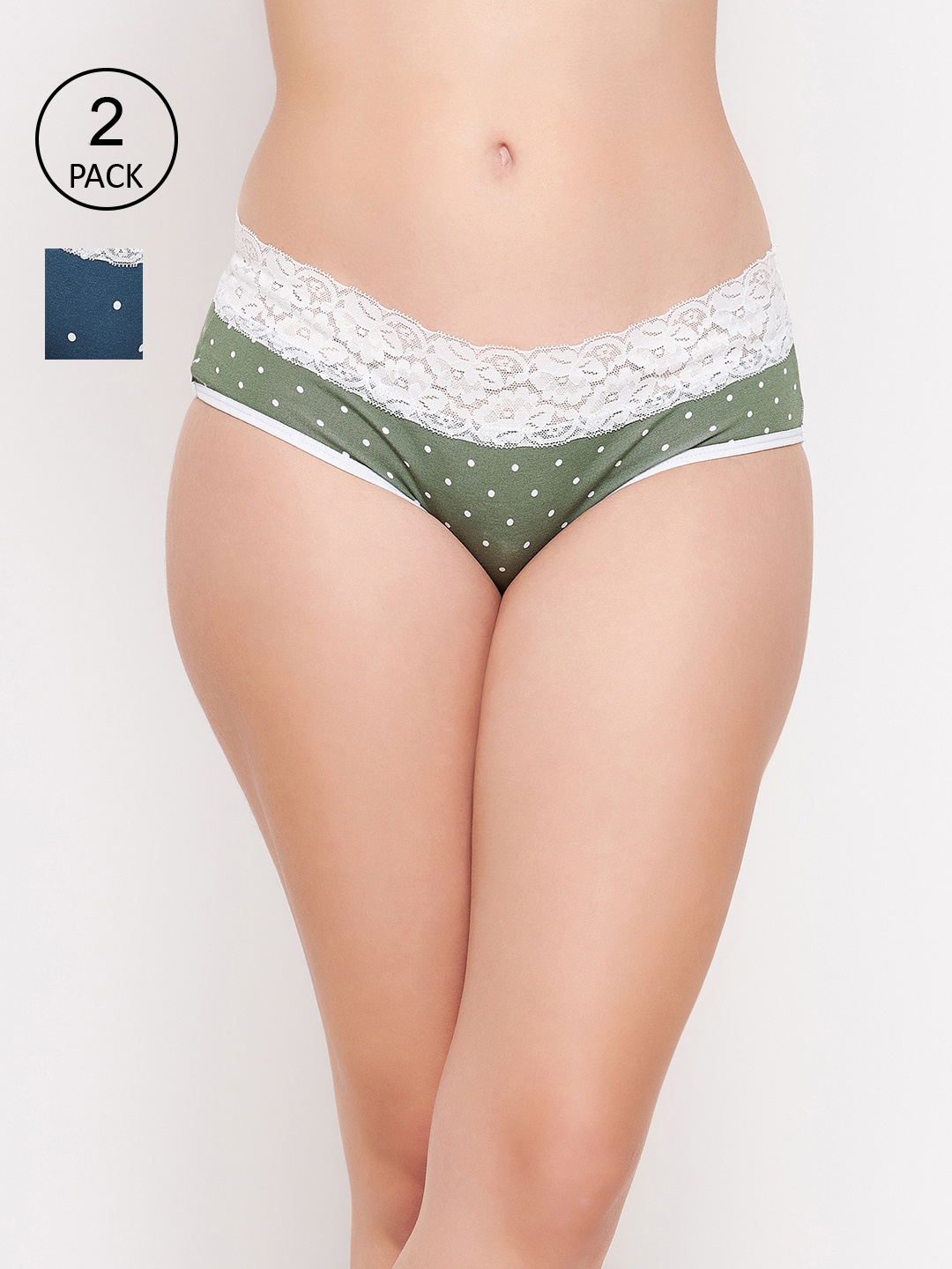 

Clovia Women Pack of 2 Printed Cotton Hipster Briefs, Blue