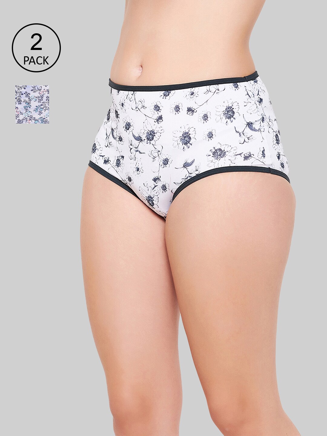 

Clovia Women Pack of 2 Printed Cotton Hipster Briefs, White