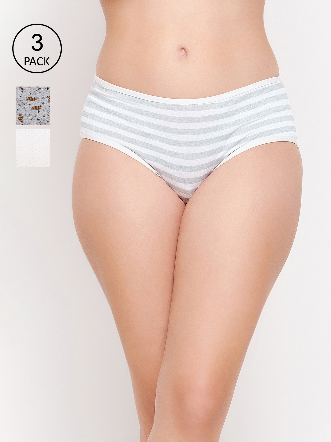 

Clovia Women Pack of 3 Hipster Briefs, Grey