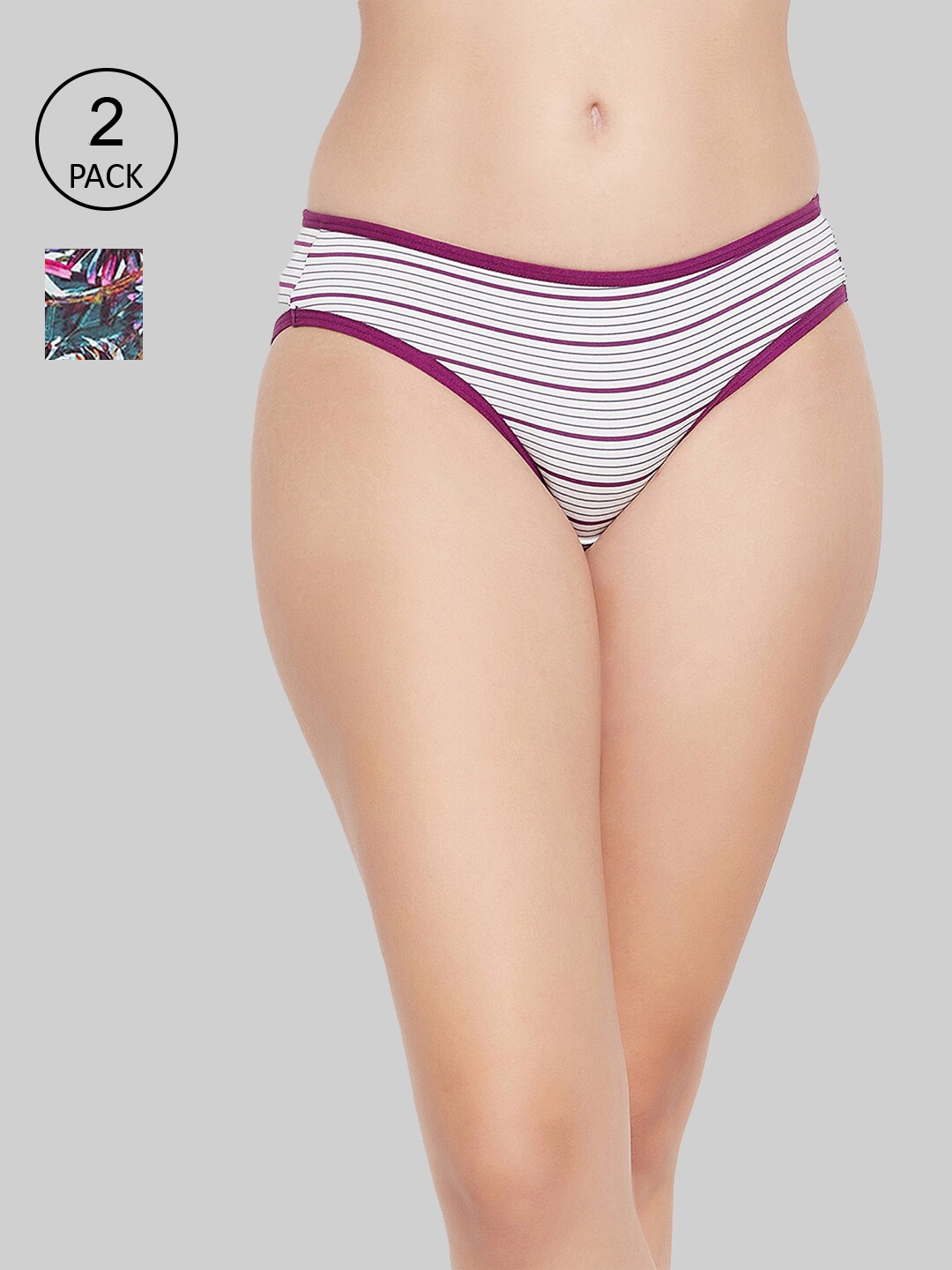 

Clovia Women Pack Of 2 Printed Hipster Briefs, Pink