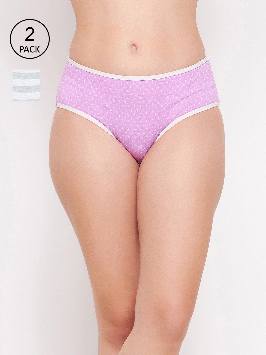 

Clovia Women Pack Of 2 Printed Cotton Hipster Briefs, Multi