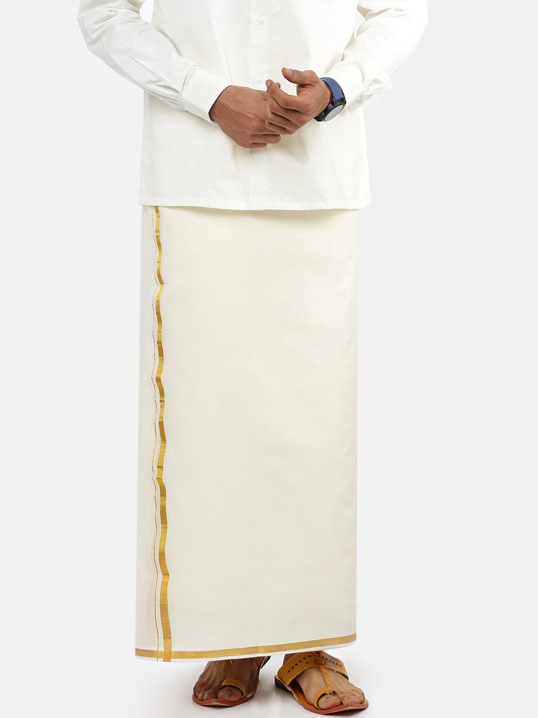 

Ramraj Men White Solid Pure Cotton Dhotis