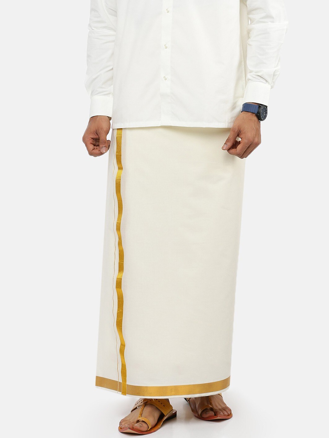 

Ramraj Men White Solid Pure Cotton Dhotis
