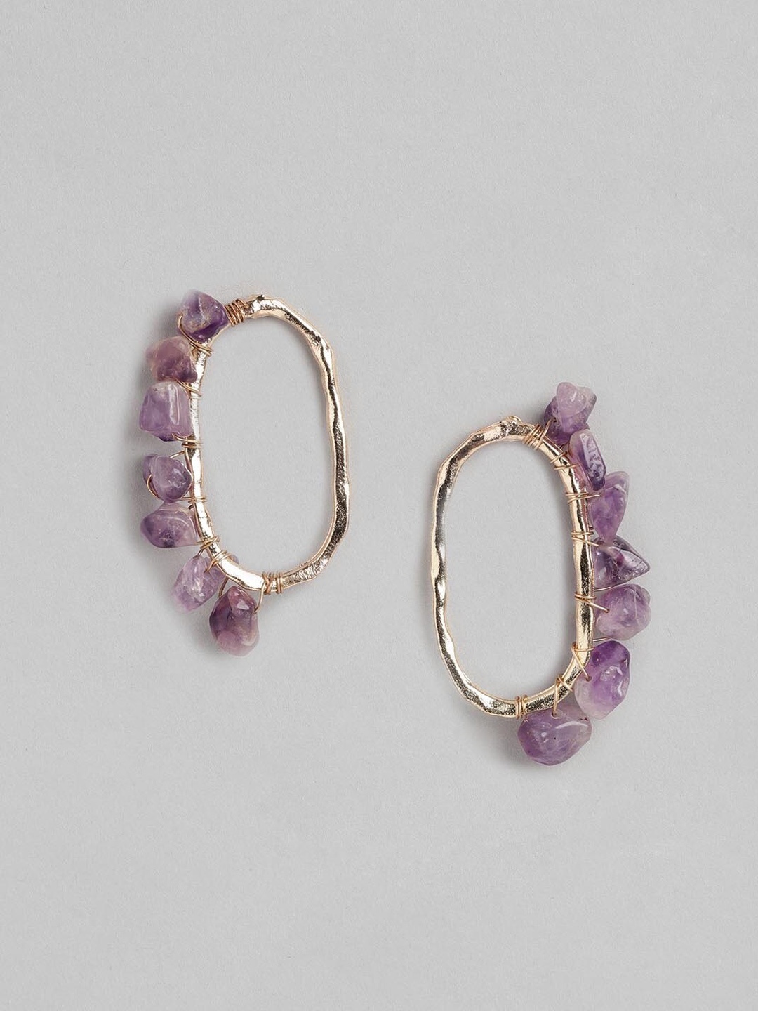 

DEEBACO Purple Geometric Hoop Earrings