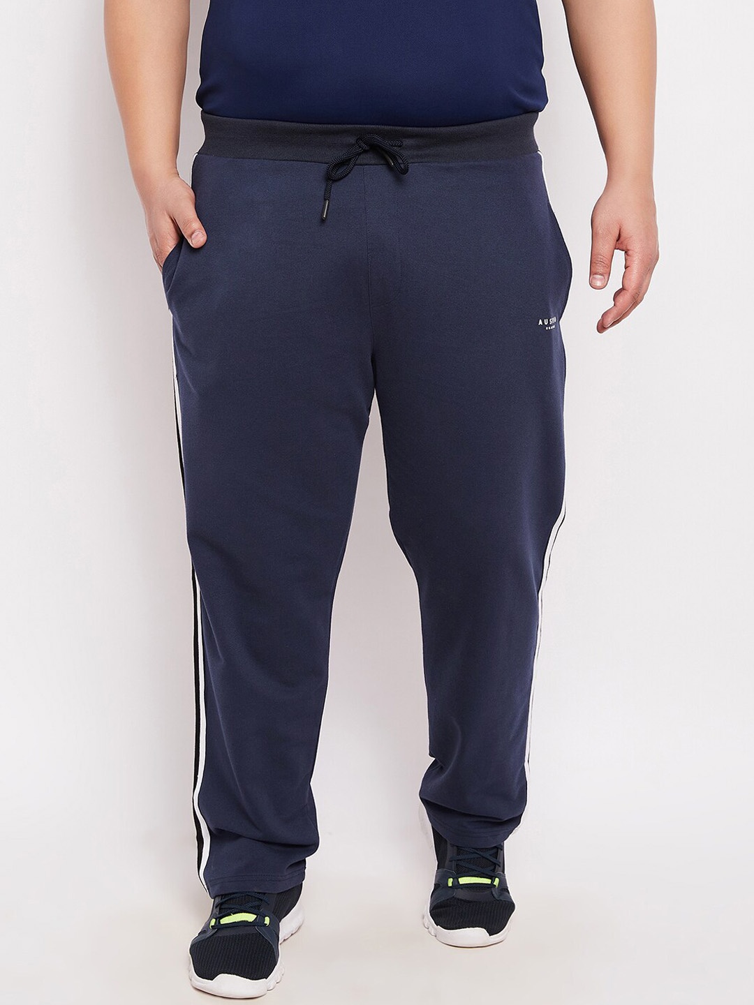 

AUSTIVO Men Navy Blue Solid Cotton Track Pants