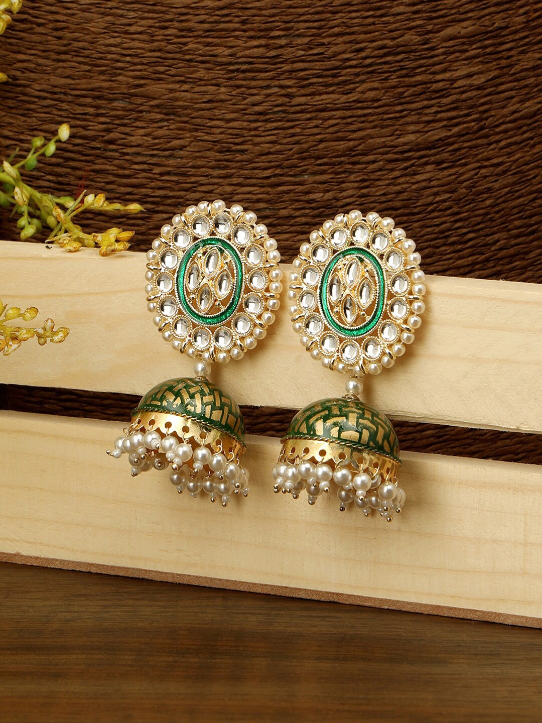 

AccessHer Gold-Toned Oval Jhumkas Earrings