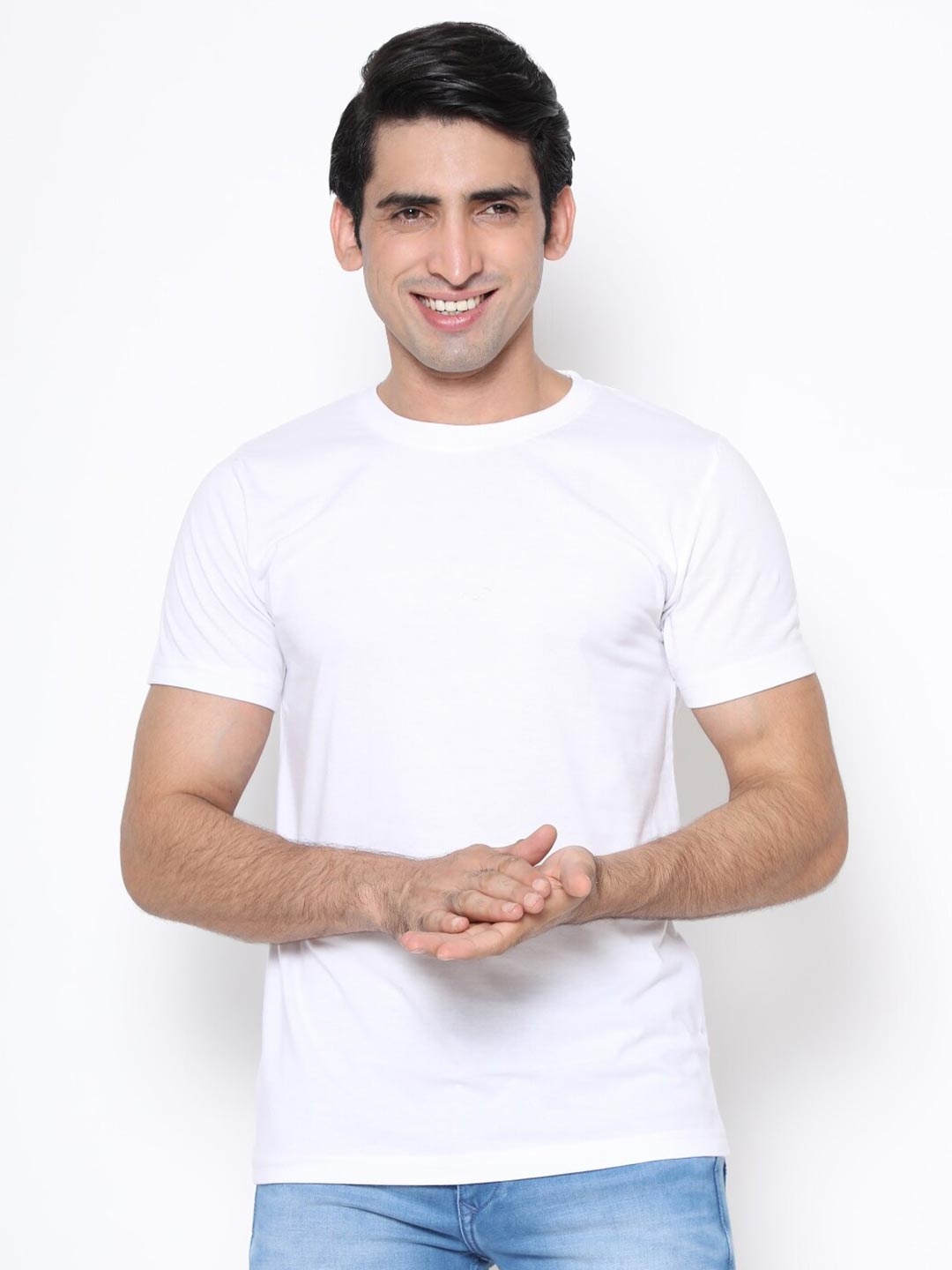 

TEEMOODS Men White Monochrome T-shirt