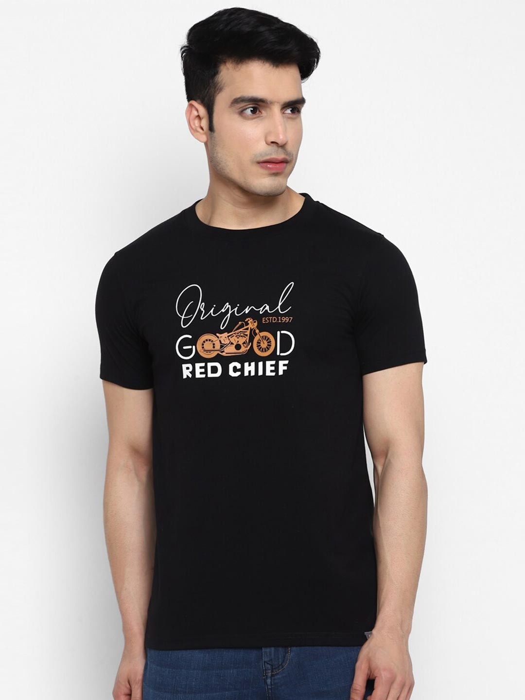 

Red Chief Men Black Typography Printed T-shirt