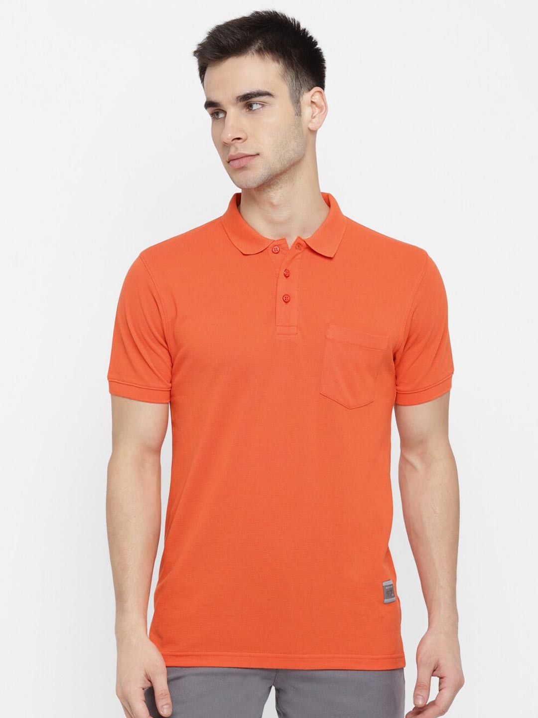 

Red Chief Men Orange Polo Collar T-shirt