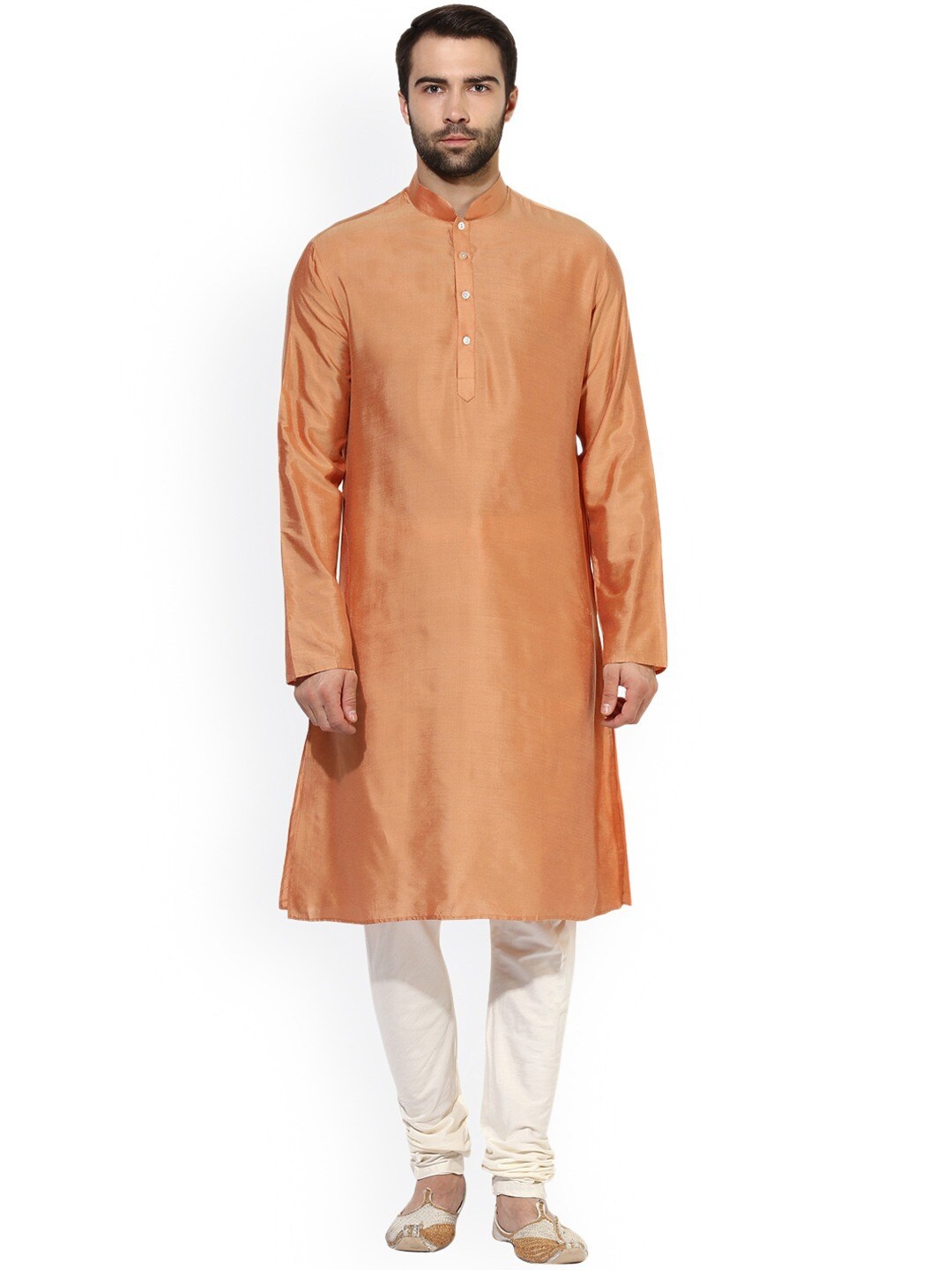 

KISAH Men Peach-Coloured & almost apricot Thread Work Kurta