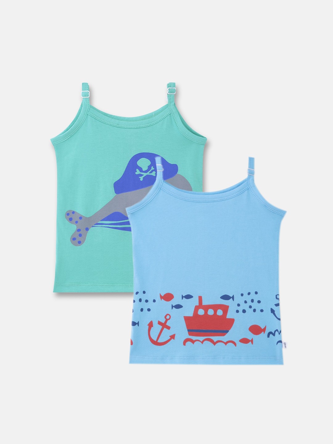 

You Got Plan B Girls Pack of 2 Blue & Sea Green Printed Cotton Camisoles