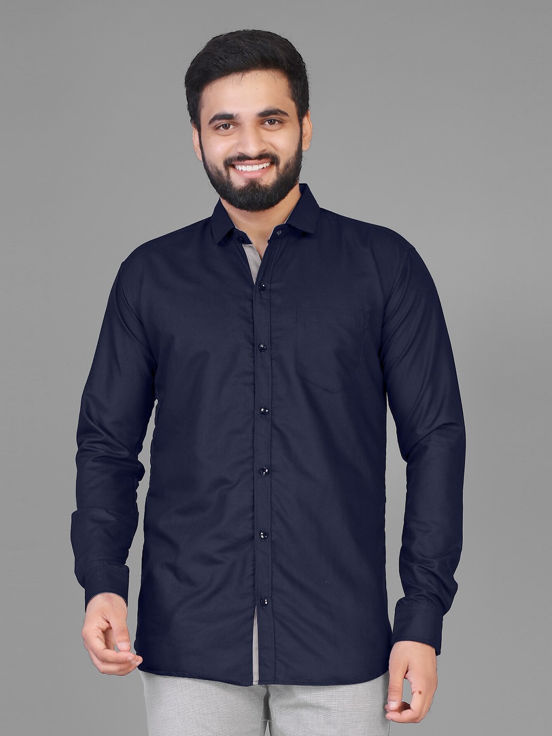 

KAJARU Men Navy Blue Slim Fit Casual Shirt
