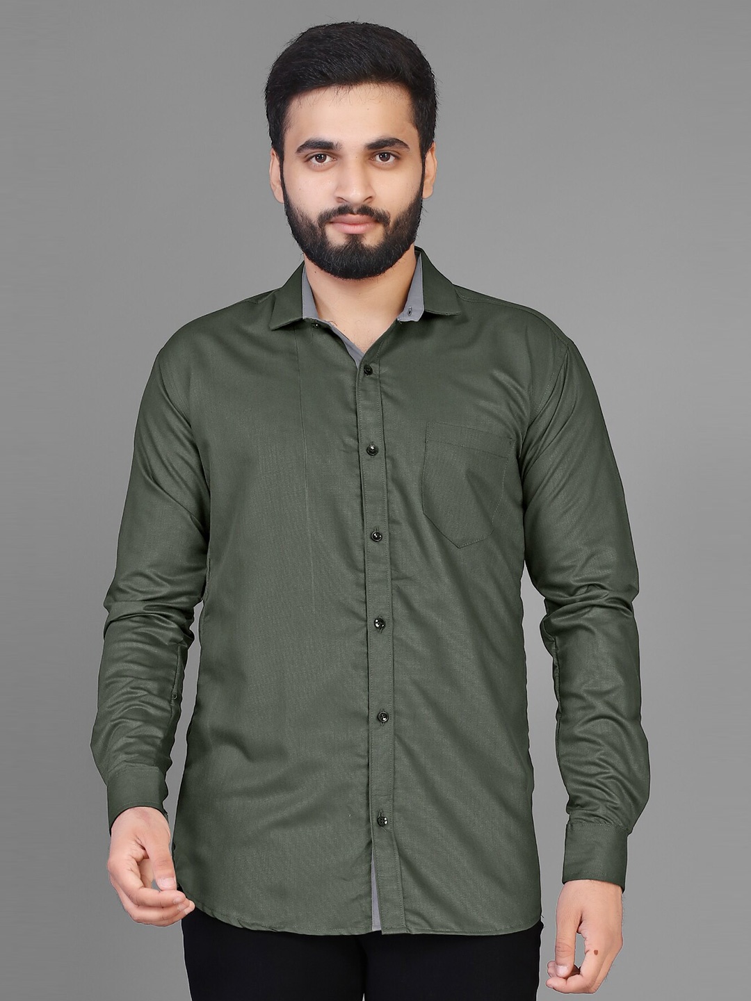 

KAJARU Men Green Slim Fit Casual Shirt