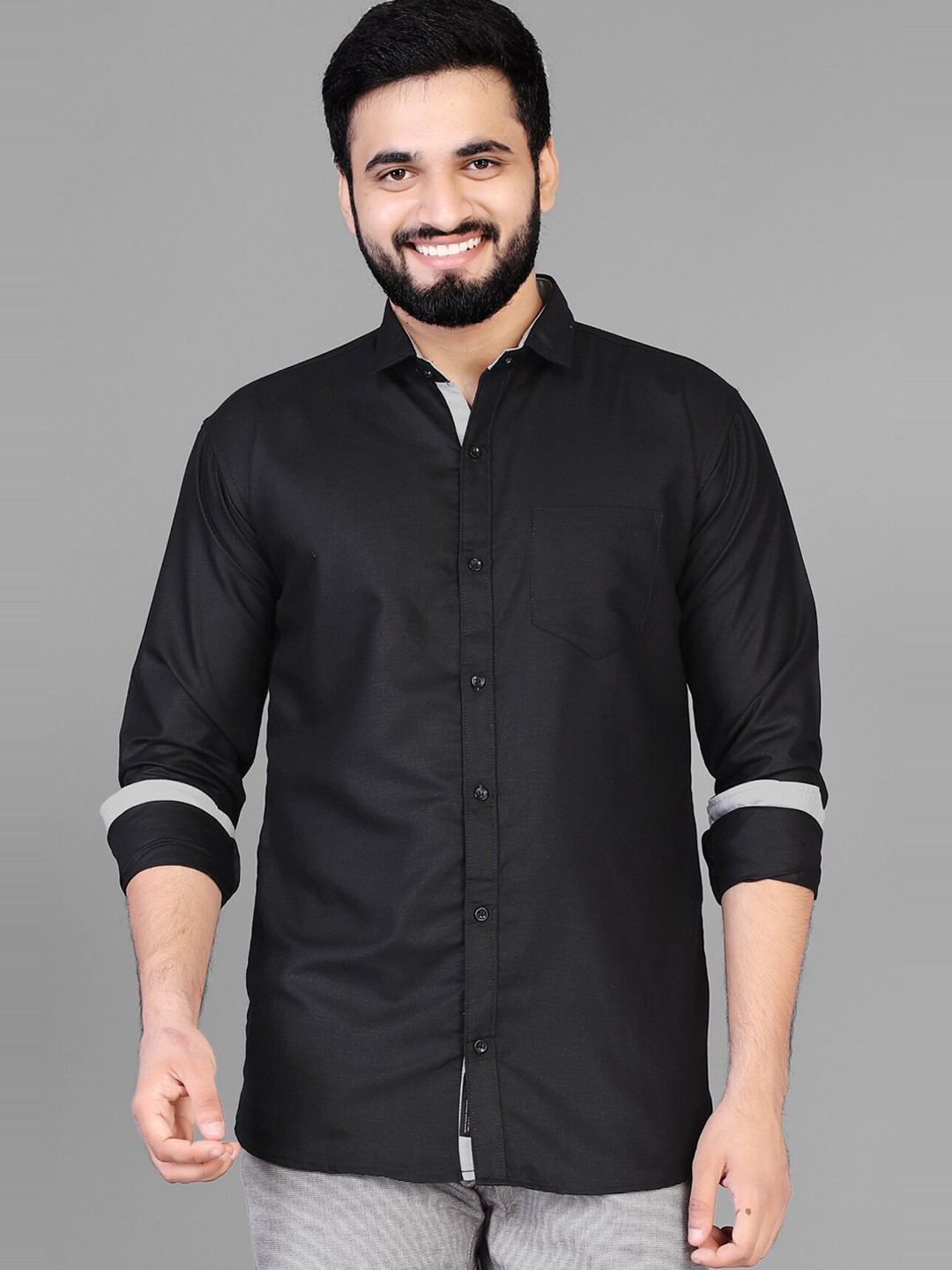 

KAJARU Men Black Slim Fit Casual Shirt