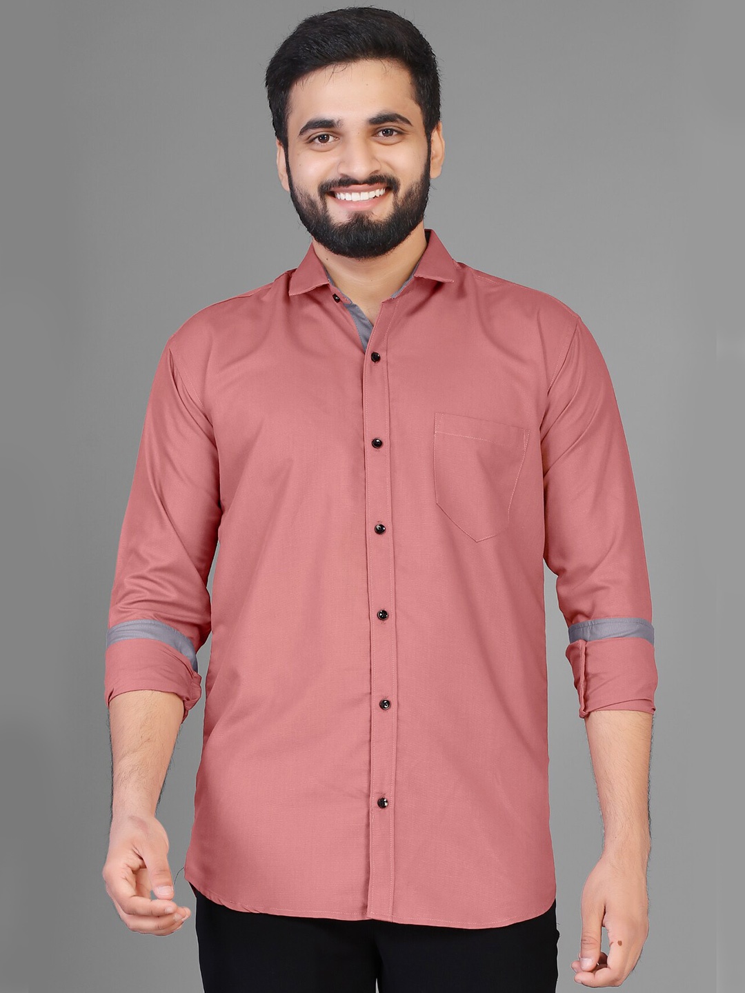 

KAJARU Men Pink Slim Fit Casual Shirt