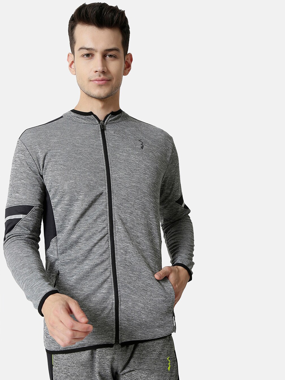 

Campus Sutra Men Grey Lightweight Training or Gym Sporty Jacket