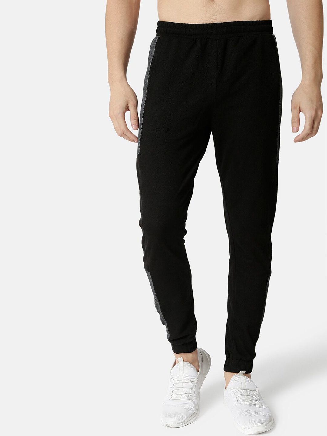 

Campus Sutra Men Black & Grey Colorblocked Track Pants