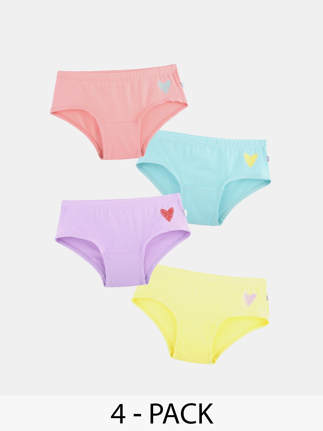 

You Got Plan B Girls Pack Of 4 Solid Pure Cotton Basic Briefs, Blue